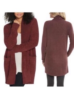 Barefoot Dreams CozyChic Cali Cardi Cardigan: Heathered Garnet/Rosewood